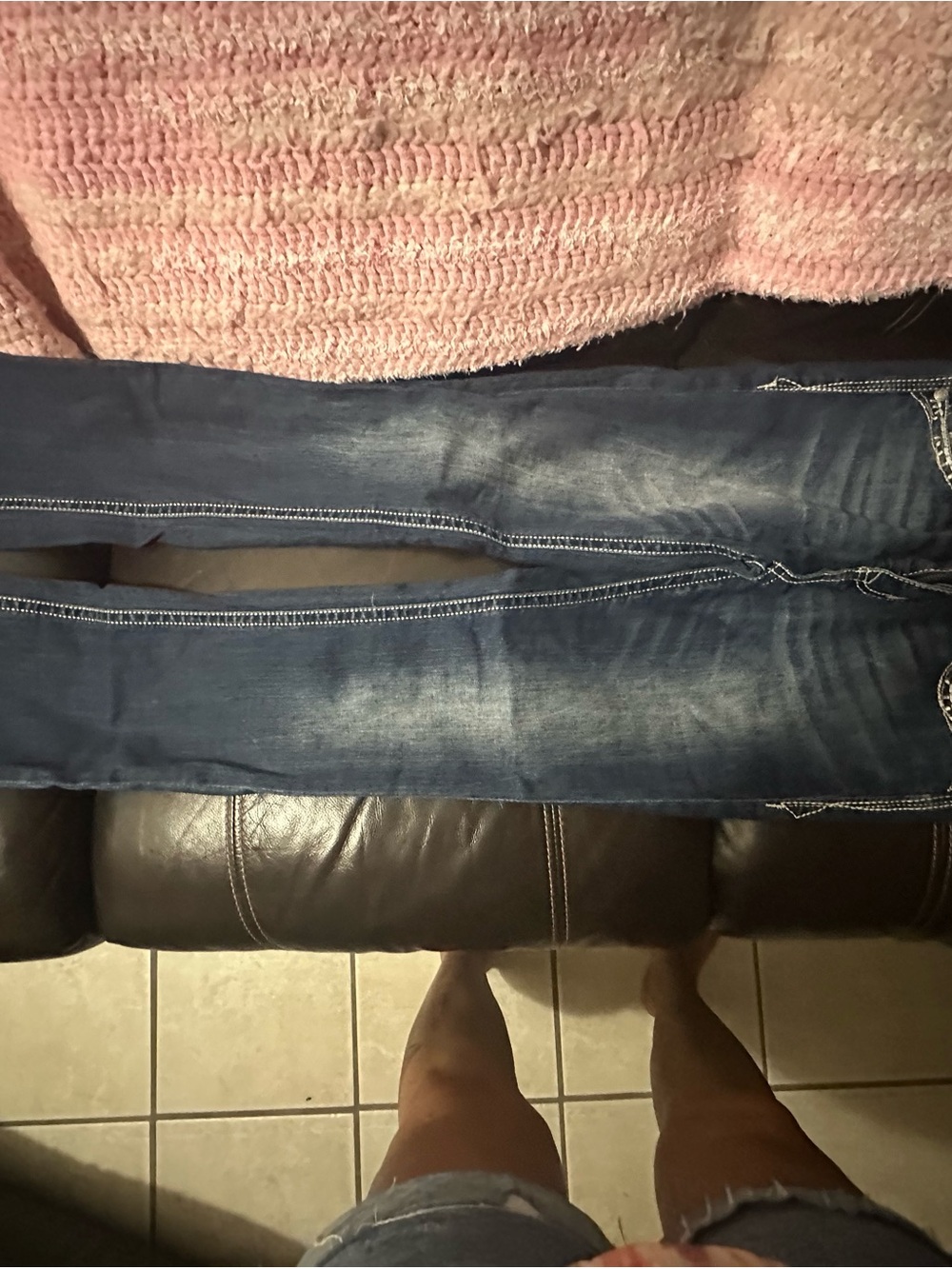 Grace in LA Dark Blue Skinny Jeans with Faded Detail